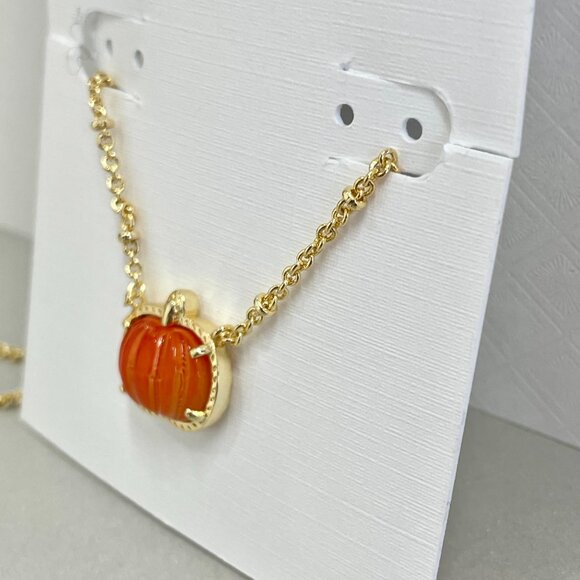Kendra Scott Pumpkin Gold Short Pendant Necklace in Orange - Picture 5 of 6